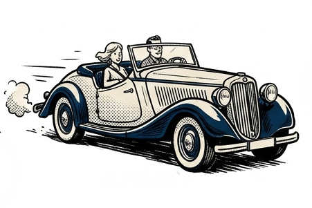 Bild eines Oldtimer im Comicstil