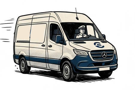 Bild eines Transporters im Comicstil